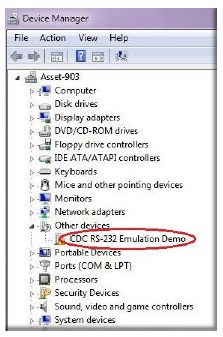 cdc rs232 emulation demo drivers
